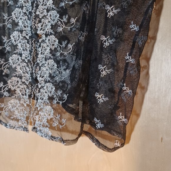 MERCER & MADISON VINTAGE Black Cream Floral Lace 5 Button Camisole Bustier_XL - Picture 9 of 9